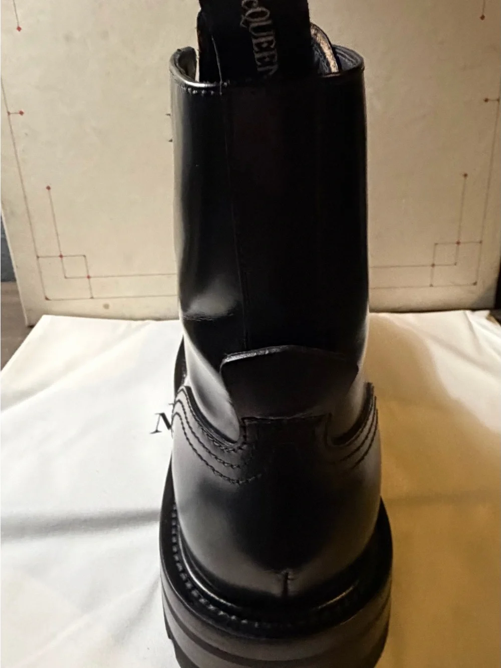 Alexander McQueen Leather Lace-Up Combat Boots Black - Size 41 (Worn Once)